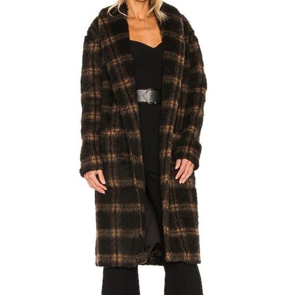 Amanda Uprichard Aspen Coat in Brown & Black - Picture 1 of 6